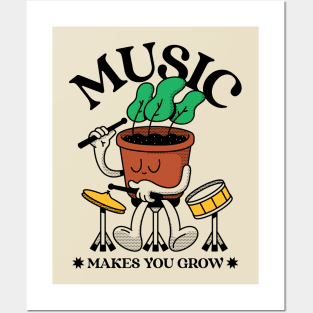 Music Makes You Grow Plant Drummer Posters and Art